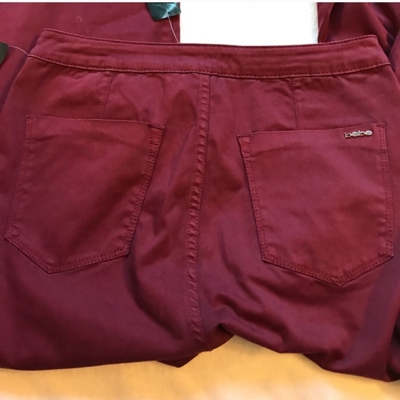 BEBE Clean Sateen Flare Maroon Trousers Women's Size 29 NEW - Picture 4 of 9